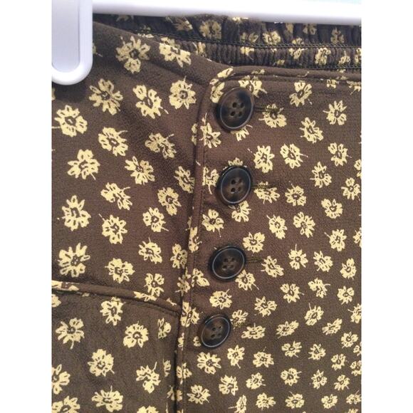 Madewell Womens Piped Mini Skirt Size Medium Woodcut Flowers Brown Yellow Y2k - Picture 8 of 11